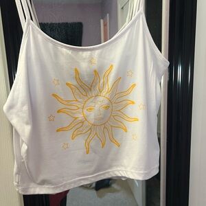 Sun Graphic White Tank Top